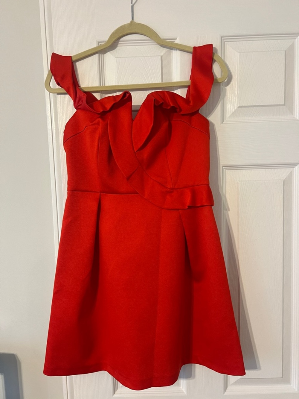 Topshop Red Ruffle Strap Mini Dress